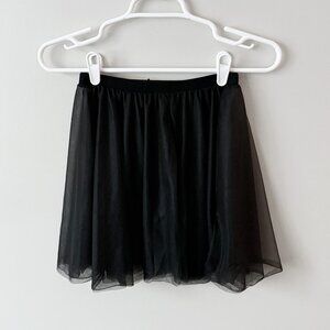 Girls Dance Costume Black Layered Chiffon Pull On Skirt - Kids Small